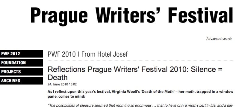 Prague Writers' Festival 2010: Silence = Death