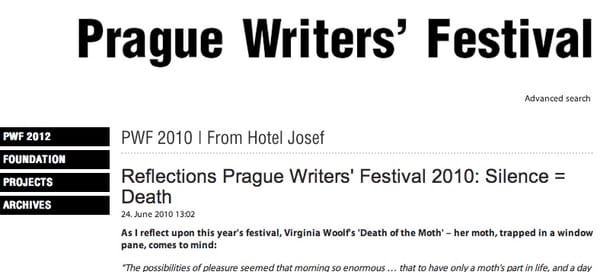 Prague Writers' Festival 2010: Silence = Death