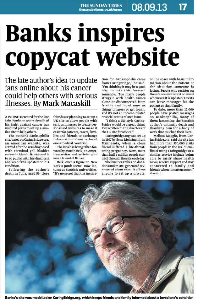 [tech • events] THE SUNDAY TIMES / Iain Banks : BANKSOPHILIA. online project