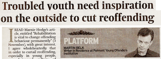 Prison Writing • The Scotsman: Troubled youth need inspiration on the outside to cut reoffending