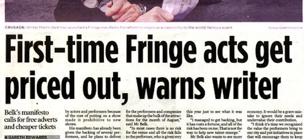 SCOTSMAN: First-Time Fringe acts Get Priced-Out